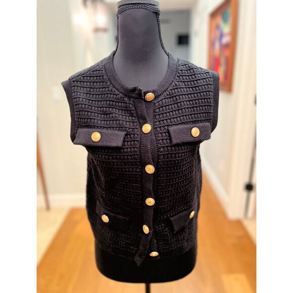 [BLANKNYC] Sleeveless Knit Vest Cardigan Black (Size S) - NWT - Picture 5 of 10